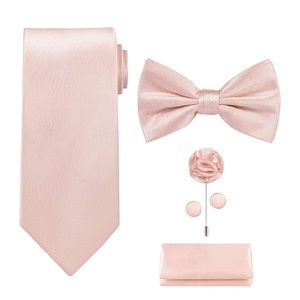 Mens 5pc Neck Tie Bow Tie Lapel Pin Cuff Links Set